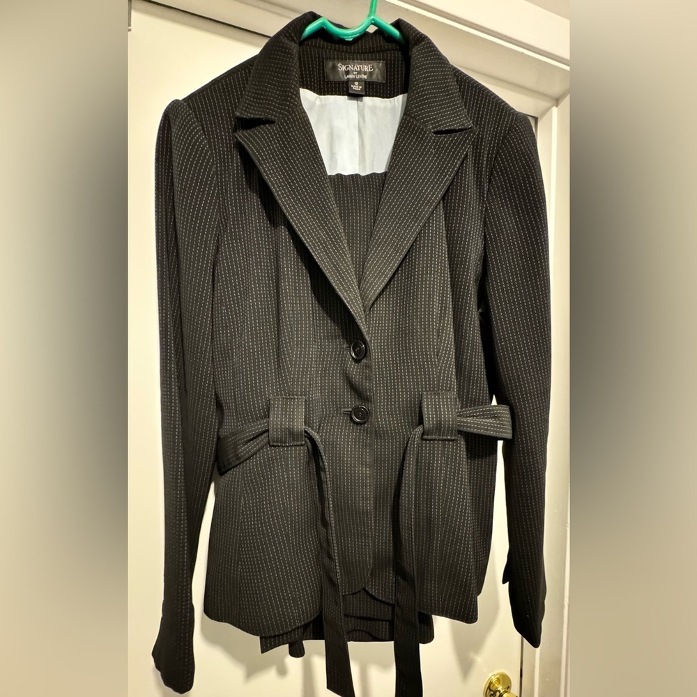 Size 12 - Signature by Larry Levine black with white stitching pantsuit.